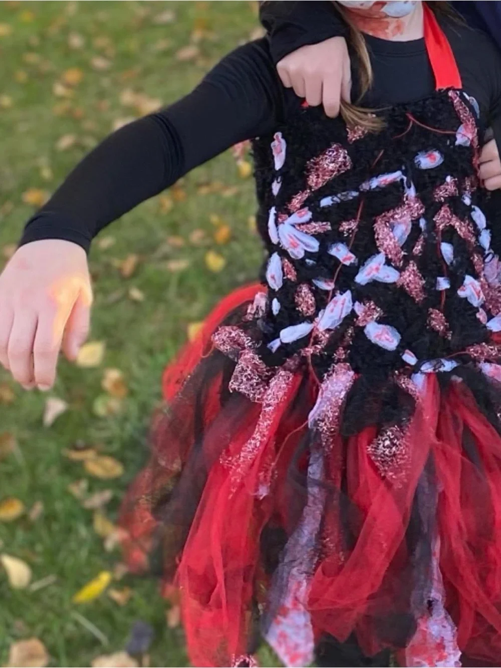Red and Black Tulle Halloween Kids Costume Dress